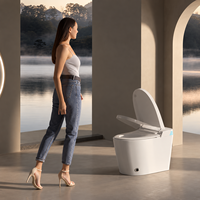 Toilette intelligente moderne sans contact, monobloc, avec bidet à chasse automatique et capteur au pied, pour la vente en gros en Amérique du Nord