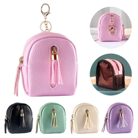 Porte-clés de luxe en PU pour femme avec fermeture éclair, mini porte-monnaie tendance avec pompon, accessoire pour fille, logo personnalisé disponible