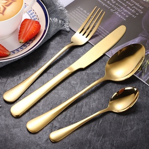 Acciaio inossidabile Cutleri oro 304 24 pezzi di lusso posate d'oro riutilizzabili cucchiaio e forchetta 24 pezzi regalo posate Set - Product Image 5