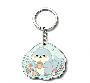Cute Whale Metal Key Chain Enamel Keyring Silver Tone Pendant <b>Bag</b> <b>Charm</b> Gift Accessory - Product Image 3