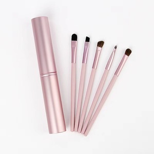 Lot de 5 pinceaux de maquillage portables à long manche pour fard à paupières, pinceaux cylindriques multicolores pour les yeux, outils de beauté - Product Image 4