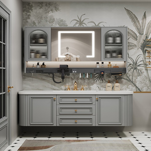 Mueble de Baño Minimalista Francés de Lujo con Lavabo Individual, Espejo Inteligente, Lavabo de Cerámica, Gabinete con Espejo Incluido, para Uso en Hoteles - Product Image 4