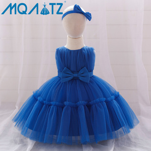 Mqatz 4 Năm Sơ Sinh Bé Gái Ăn Mặc Puffy Không Tay Trẻ Em Wedding Dress Với Headband Miễn Phí L2066xz - Product Image 3