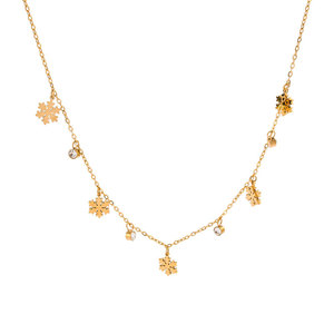 เครื่องประดับกันน้ำไม่หมอง ฐานสแตนเลส 316L ชุบทอง 14k 18k PVD ประดับเพชรซิคอนรูปเกล็ดหิมะ สร้อยคอสำหรับผู้หญิง - Product Image 6