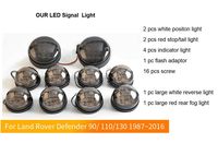 Mise à niveau du clignotant rond à Led, feu arrière de recul, feu latéral avant pour Land Rover Defender 90/110 1987-2016