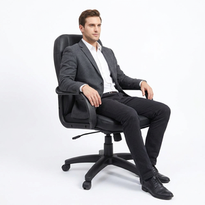 Chaise de bureau ergonomique KINSHA DK-02 en cuir PU, accoudoirs fixes, base pivotante, pieds en plastique, design moderne, solide, pour bureau à domicile - Product Image 1