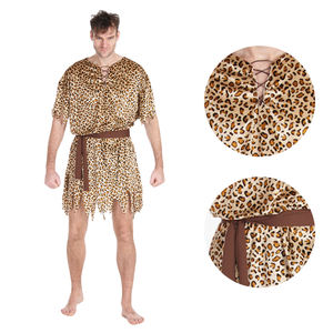زي رجل الكهف للبالغين بنقشة الفهد مع حزام للحفلات التنكرية - Product Image 3