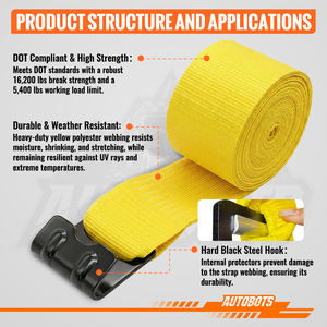 Correas de Amarre AUTOBOTS de 4" x 30' con Gancho Plano, Correas de Alta Resistencia para Control de Carga en Camiones y Remolques de Plataforma - Product Image 2