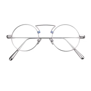 Hochwertige runde Brillen rahmen Doppelbrücken-Metall gläser