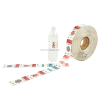 Rouleau de colle thermofusible personnalisée ou pièces découpées, étiquette autocollante imperméable en BOPP, étiquette OPP pour emballage de bouteilles d'eau, étiquettes pour bouteilles d'eau minérale