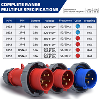 Prise d'alimentation industrielle IP67 4 broches 16A 380V, connecteur de prise industrielle, prise électrique étanche pour boîte de distribution CE