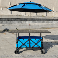 Fabrieksgroothandel opvouwbare campingkar met off-road wielen, parapluhouder & telescopische handgreep voor fruitverkoop karretje