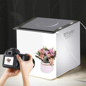 DIYLooks - Kit de Caja de Luz Plegable Portátil de 20 cm con 2 Paneles LED de 1100LM para Fotografía, Incluye <span class=keywords><strong>6</strong></span> Fondos de Colores - Product Image 1