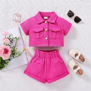 Shorts Hot Sales Set due pezzi completo da Cowboy abito estivo <span class=keywords><strong>Online</strong></span> <span class=keywords><strong>abbigliamento</strong></span> per bambini in poliestere/cotone - Product Image 3