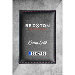 Cadre et support de plaque d'immatriculation en cuir thermo personnalisé avec logo Brixton, personnalisable - Product Image 1