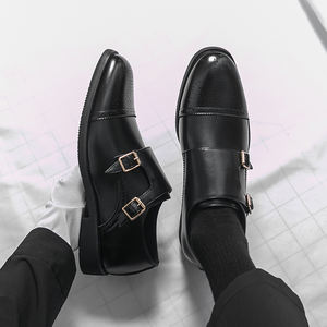 รองเท้าเดรสผู้ชายสไตล์แฟชั่นแบบใหม่ สายรัดหัวเข็มขัด หนังแท้อิตาลี รองเท้าอ็อกซ์ฟอร์ด - Product Image 3