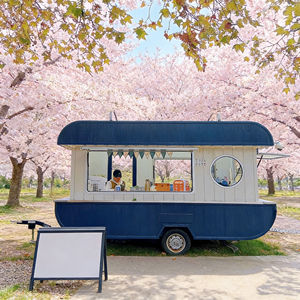 Chariot de restauration mobile rustique et rétro pour stand de rue, marché nocturne, sandwichs, snacks, boissons, petite entreprise de restauration en plein air - Product Image 2