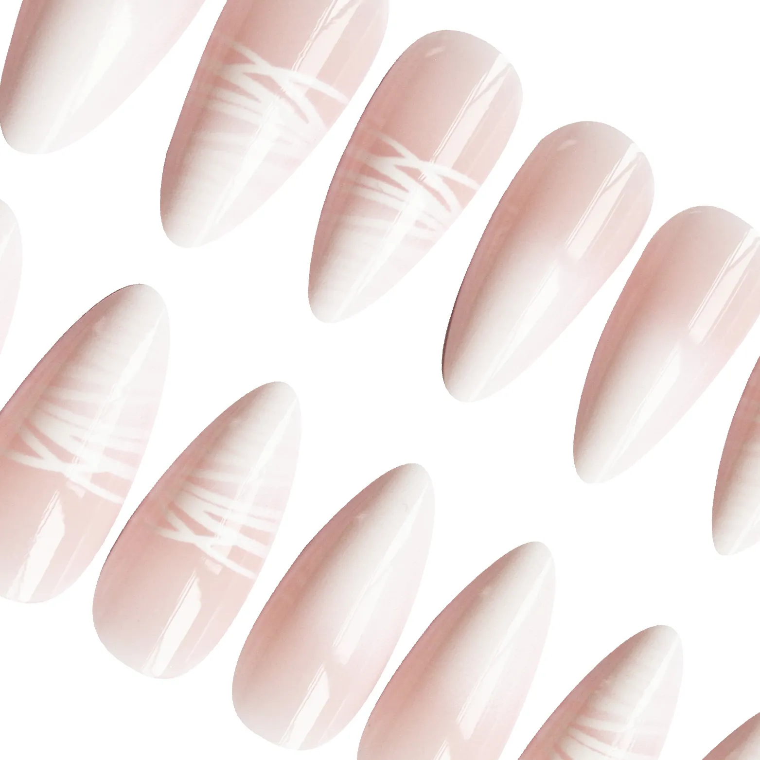 NEWAIR new arrival false acrylic nail full cover fingernails almond shape white gradual nails for girl