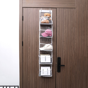 Hanging Closet Organizer With Hooks White Non-Woven Fabric Multi-Purpose Storage Bag For Toys And Clothes Door Wall Mount - Product Image 4