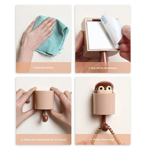 Anya Bán Buôn Nhà Bếp Phim Hoạt Hình Sáng Tạo Dễ Thương Động Vật Móc Áo Treo Tường Mạnh Mẽ Nhựa ABS Tự Dính Sóc Tường Móc - Product Image 4