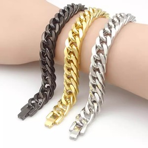Wholesale Fashion Hiphop Stainless Steel Bracelet Big Heavy Men's Chunky Miami Cuban Link <b>Chain</b> Bracelet for Men - Product Image 6