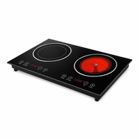 Gewerblicher Doppel-Induktionsherd 2200W 110V 220V Dual-Zonen-Arbeitsplattenkochfeld für Restaurant Hot Pot Küche