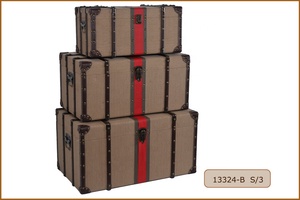 Decorative Canvas Covered Wooden Storage <strong>Trunk</strong> Style <strong>Coffee</strong> <strong>Table</strong> With Wheels - Product Image 6