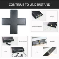 Außenhandel Export Großhandel 48CM Französische Krankenhaus apotheke Grün Einseitiges Innen kreuz LED OPEN Cross Sign