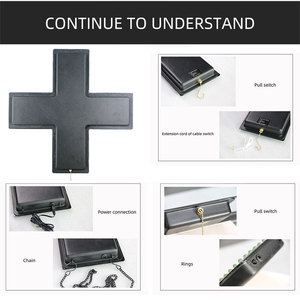 Comercio exterior Exportación Venta al por mayor 48CM Hospital francés Farmacia Verde Cruz interior de un solo lado <span class=keywords><strong>LED</strong></span> Señal de Cruz abierta - Product Image 6