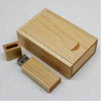 Clé USB en bois rectangulaire avec clé USB en érable naturel séparée, logo gravé au laser personnalisé, cadeau promotionnel d'entreprise