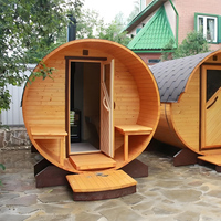 Sauna de Barril Ovalada de Cedro Rojo para Exteriores, Cabina de Sauna de Madera Sólida con Puerta Redonda, Ventanas Laterales Dobles, Base de Soporte de Madera, Sala de Spa