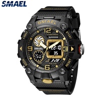 Montre de sport unisexe SMAEL à prix avantageux, analogique-numérique, aiguilles lumineuses, alarme, chronomètre, étanche, chronographe