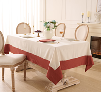 Nappe à bordure bicolore faite à la main, décoration de table moderne et élégante, mélange de lin et de coton, taille personnalisée, écologique, durable