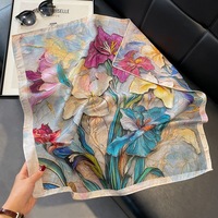 Haut de gamme double face pour femmes petit carré en soie comme une écharpe Art Academy Style écharpe de cou bicolore pour sac à cravate d'automne