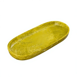Plat en résine réutilisable pour servir des frites et des collations, plat de présentation ovale durable, fournitures de restaurant, vaisselle décorative jaune - Product Image 1