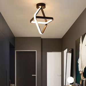 Lámpara de techo LED moderna y creativa nórdica, entrada de pasillo Simple, guardarropa, escalera, balcón, lámparas, Base de cristal de hierro, CA para dormitorios - Product Image 4