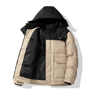 Veste pour homme de haute qualité sur mesure, taille plus, jacquard, imperméable, coupe-vent, épaisse, chaude, avec doublure en coton, pour une utilisation en extérieur en hiver - Product Image 5