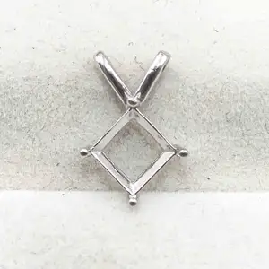 Sterling Silver 6*6/7*7/8*8/10*10mm Semi mount Pendant S925 Empty blank calws Setting mountain base without stone for DIY Inlay