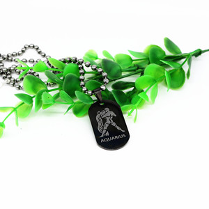 Yunnique Collar con colgante de perro del zodiaco Acuario, acero de titanio negro, joyería de regalo unisex - Product Image 3