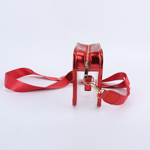 Sac messager rouge personnalisé pour femme, en PVC transparent, écologique, avec pochette organisatrice à ceinture, fermeture éclair étanche, bandoulière, portable pour l'hiver - Product Image 4