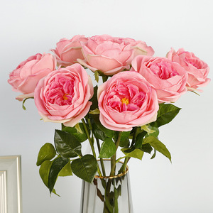 Single Austin Artificial Rose Plastic Soft Silk Flower High Simulation Wedding Home Decor - Product Image 3
