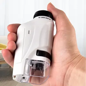 子供用60-120Xミニポケット顕微鏡LEDライト付き学生用バッテリー駆動ハンドヘルド光学顕微鏡おもちゃ - Product Image 4