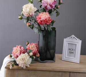 Décoration de mariage minimaliste moderne ultra réaliste Fleur de pivoine Bord brûlé Décoration de la maison Fleur artificielle Art - Product Image 6