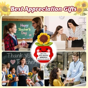 Idées de cadeaux de remerciement pour la Journée des enseignants, cadeaux de remerciement en forme de pomme et de tournesol au crochet pour les enseignants, les infirmières et les collègues - Product Image 6