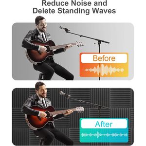 JBER Lot de 48 panneaux acoustiques insonorisants et ignifuges en fibre de verre noire non adhésifs de 2,5x30x30 pouces (1 pouce) pour studio et rembourrage mural - Product Image 5