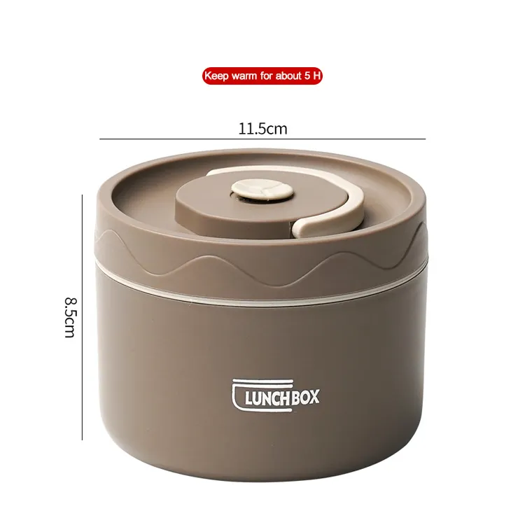 Double Wall Round Stainless Steel Keep Warm Food Container Thermos Bento Lunch Box with Lid