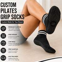 Chaussettes de yoga mi-mollet antidérapantes personnalisées pour femmes, chaussettes de yoga antidérapantes avec grip, chaussettes de yoga, de pilates et de fitness pour femmes