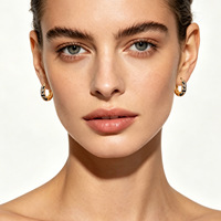 Pendientes de Aro Unisex Estilo Europeo Americano, Tono Azúcar Moreno, Incrustaciones de Circonio, Estampado de Leopardo y Serpiente, Bañados en Cobre y Oro de 18K, Estilo Hip-Hop