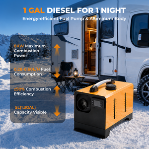 เครื่องทำความร้อนในรถยนต์ 8KW 12V/24V ดีเซล พร้อมระบบควบคุมผ่านบลูทูธ สำหรับรถบ้านและรถคาราวาน - Product Image 3