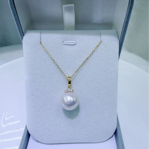 Collier pendentif en perles d'eau douce style cils 12-13 mm, presque parfait, argent pur avec chaîne superposée simple et atmosphérique - Product Image 1